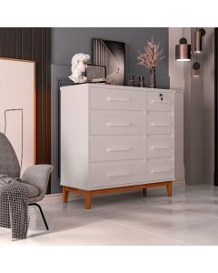 Cômoda para Quarto 8 Gavetas Detroit Branco